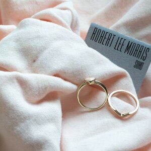 Robert Lee Morris Vintage Gold Plated Heart Ring Set • Two Tone Stackable